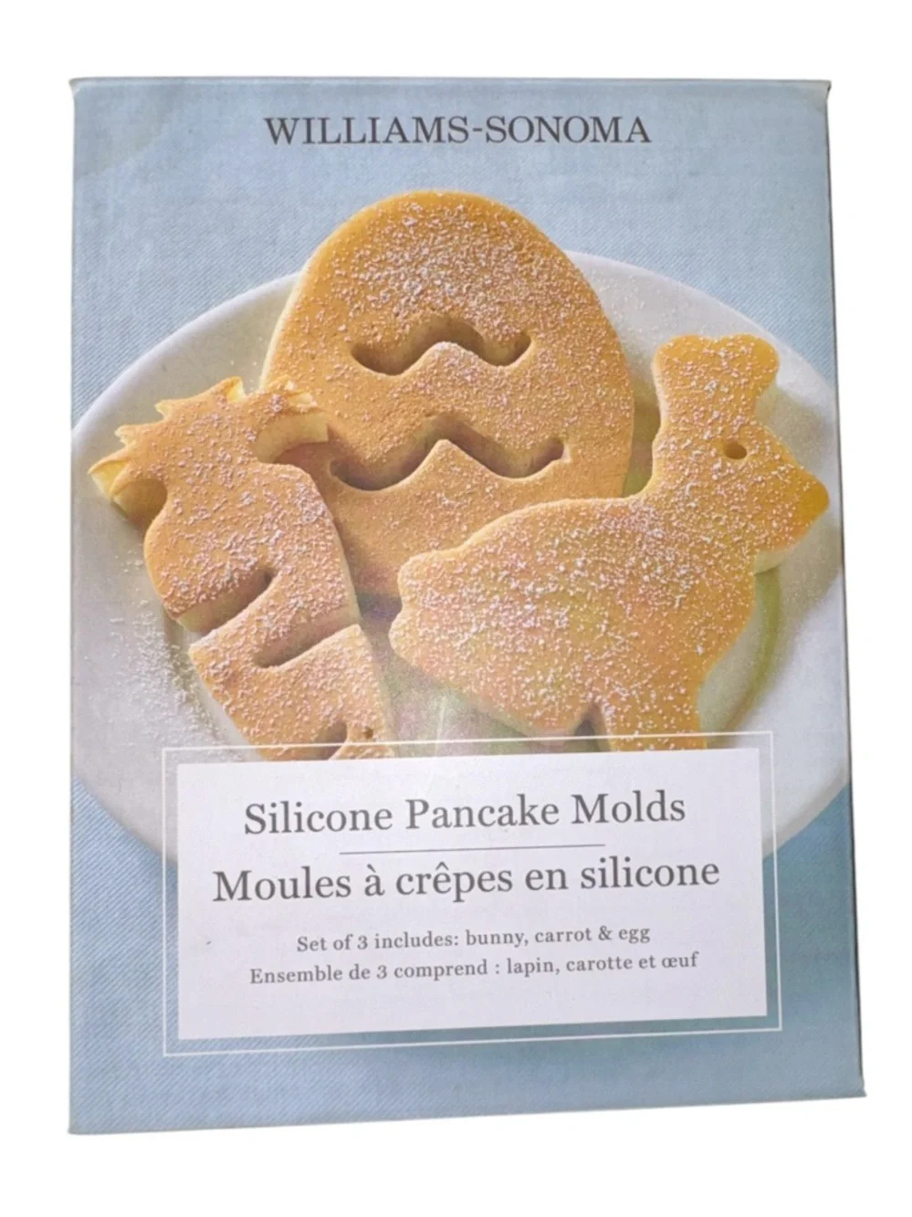 Williams-Sonoma Silicone Pancake Molds - Bunny, Carrot & Egg - Yellow new in box